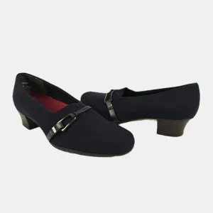 Munro Cindi Block Heel Navy Blue Stretch Fabric Pump Size 10.5 Wide Career Work
