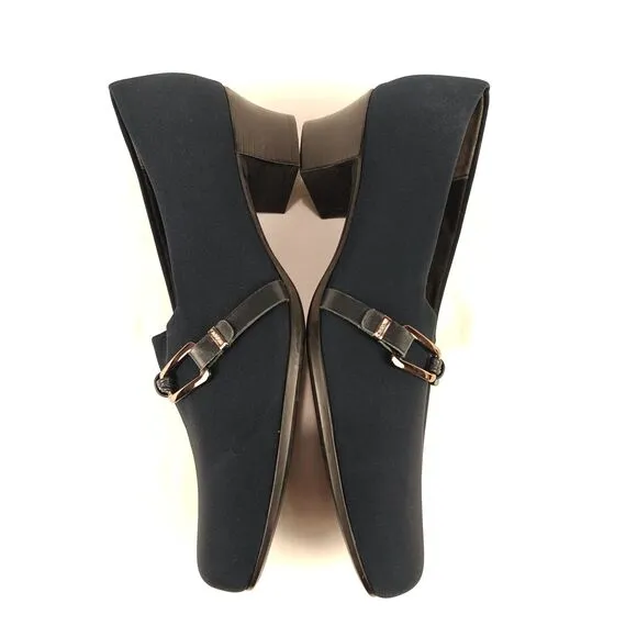 Munro Cindi Block Heel Navy Blue Stretch Fabric Pump Size 10.5 Wide Career Work