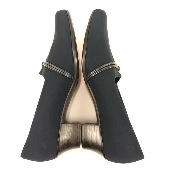Munro Cindi Block Heel Navy Blue Stretch Fabric Pump Size 10.5 Wide Career Work