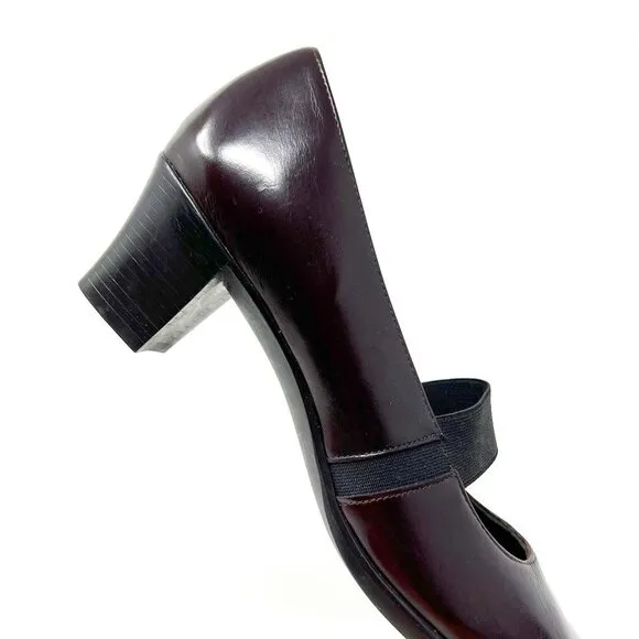 Munro Danielle Leather Pump. Chunky Low Block Heels. Dark Brown. Size  8