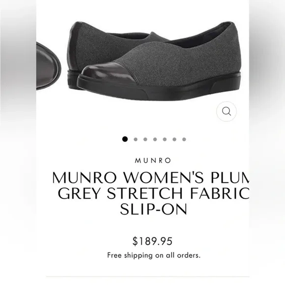 Munro Women’s Plum Grey Sretch Fabric Slip-On Comfort Loafer Size 10.5