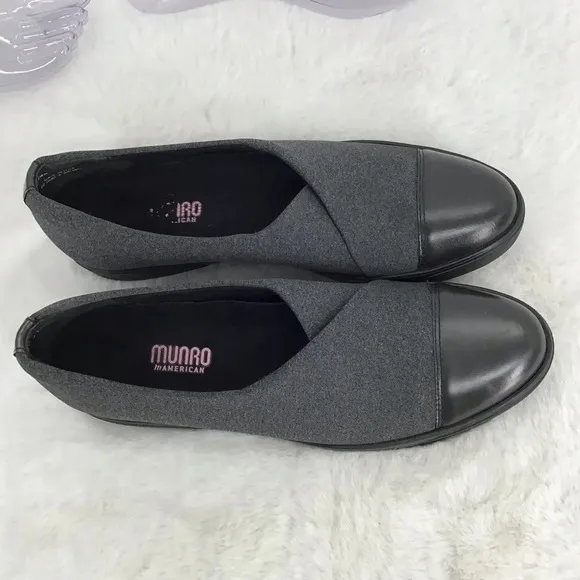 Munro Women’s Plum Grey Sretch Fabric Slip-On Comfort Loafer Size 10.5