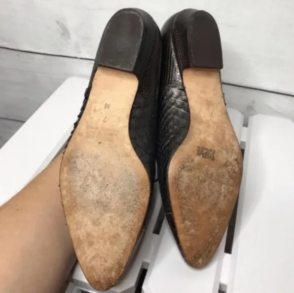 Nando Muzi Vintage Italian Leather Snakeskin Croc Flat Oxford Loafer