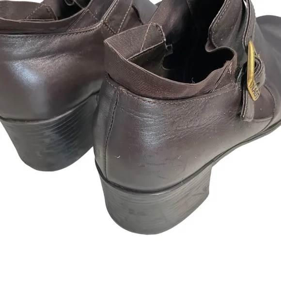 Naot Brown Leather Stacked Heel Slip On Buckle Shoe Ankle Booties  Size 40/9
