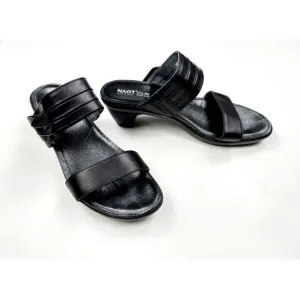 NAOT Isis Wedge Sandals‎ Women 40 US 9 EUC Leather Open Toe Comfort Heels Black