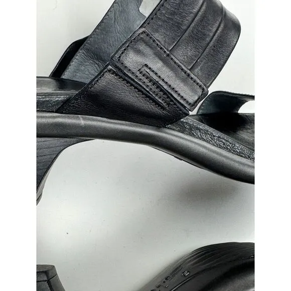 NAOT Isis Wedge Sandals‎ Women 40 US 9 EUC Leather Open Toe Comfort Heels Black