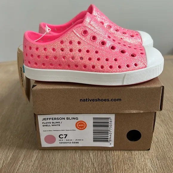 Native Jefferson Bling Floyd Bling Shell White Pink Toddler Child 9 10