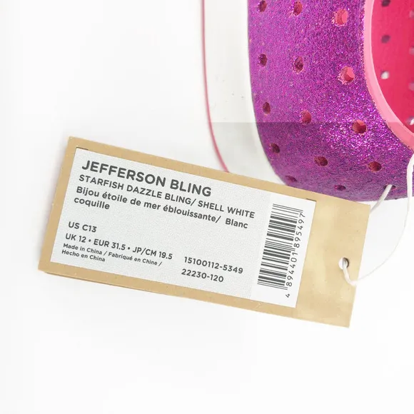 Native Kids Jefferson Shoes 13 Starfish Dazzle Bling Pink White Synthetic NIB