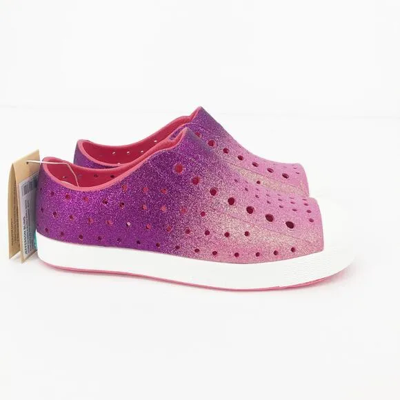 Native Kids Jefferson Shoes 13 Starfish Dazzle Bling Pink White Synthetic NIB