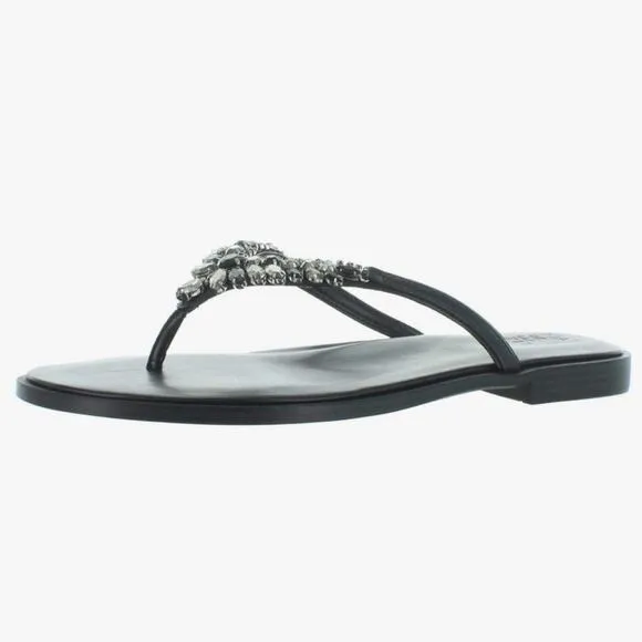 NATURALIZER Fallon Rhinestone Embellished Flat Sandal - 9.5 Black