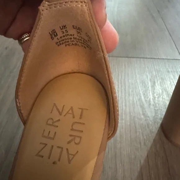 Naturalizer Joy Tan Heels with Ankle Strap and Open Toe