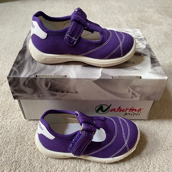 NATURINO Mini Kids Purple Canvas Mary Jane Sneakers