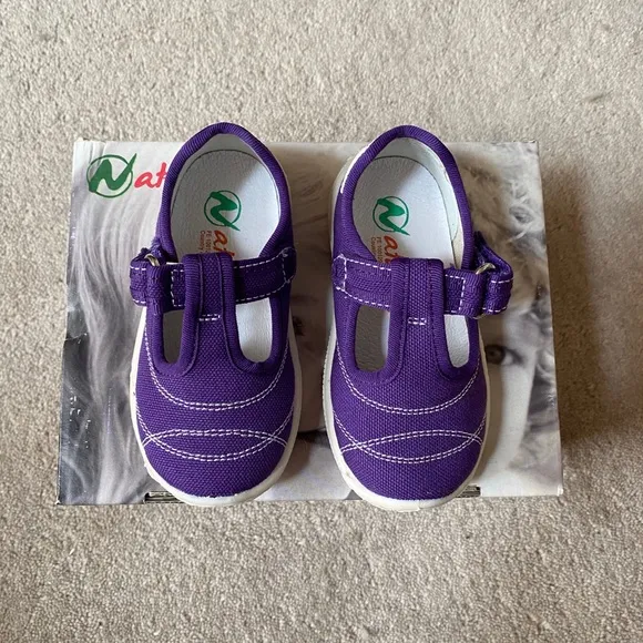 NATURINO Mini Kids Purple Canvas Mary Jane Sneakers