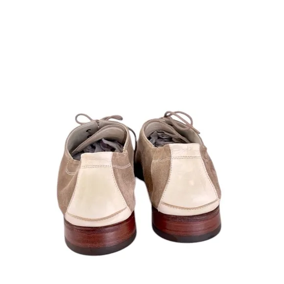 N.D.C. Handmade Soft Touch Suede and Leather Tan and Cream Oxfords Size 42 (9)