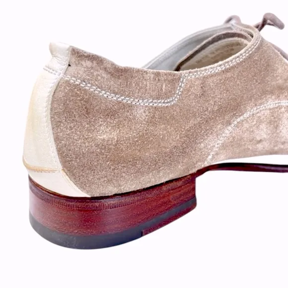 N.D.C. Handmade Soft Touch Suede and Leather Tan and Cream Oxfords Size 42 (9)