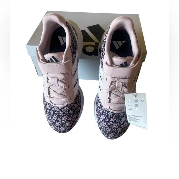 New Adidas Shoes Size 2 Kids Runfalcon 3.0 Pink and Black Floral Sneakers 🖤🩷🖤