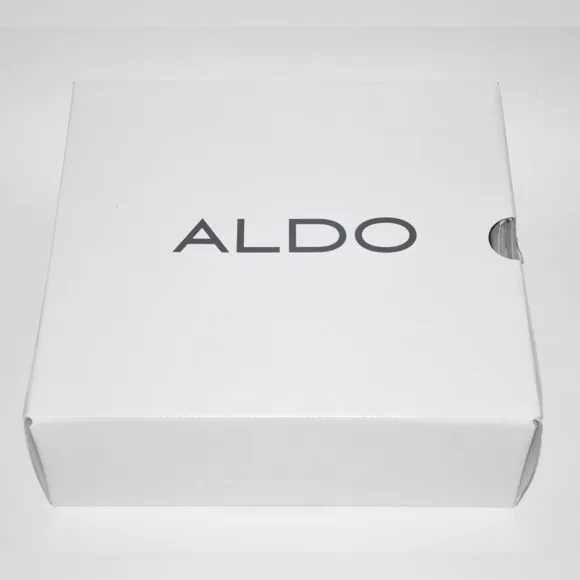 NEW Aldo Silver Metallic Open Toe Sandals Heels Block Heel Size 8.5 with Box
