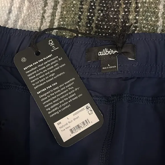 New Allbirds Men's Natural Run Short in True Navy Size Large