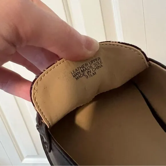 NEW Ann Taylor Plaid Chain Slip on Loafer Slides in Chocolate Brown
