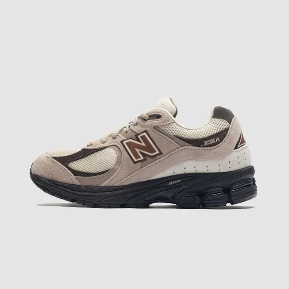 New Balance 2002r Tan and Black Athletic Shoes with Supportive Design