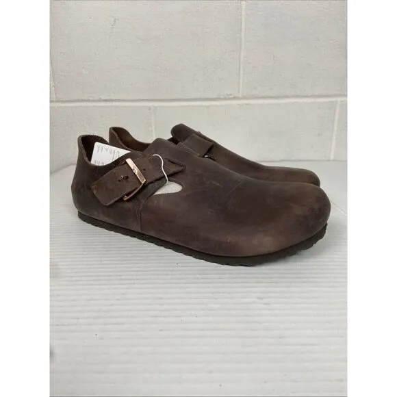 NEW Birkenstock Men's London BS Oiled‎ Leather Clogs Habana Regular Fit #166531