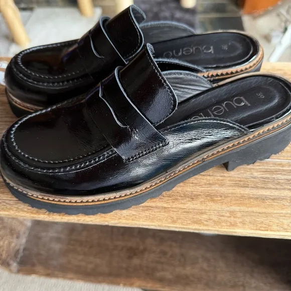 NEW Bueno Black Patent Amber Women's Open Back Clog