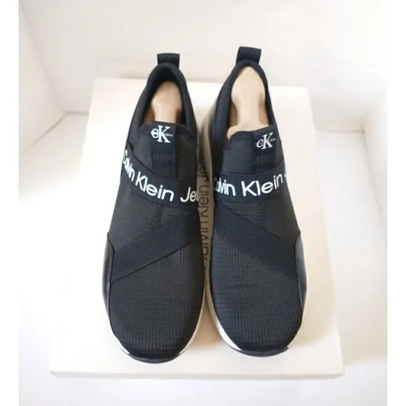 New! CALVIN KLEIN JEANS Women's Sadie Black Slip-on Sneakers Shoes Size 8