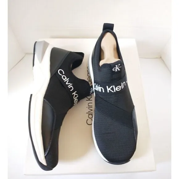 New! CALVIN KLEIN JEANS Women's Sadie Black Slip-on Sneakers Shoes Size 8