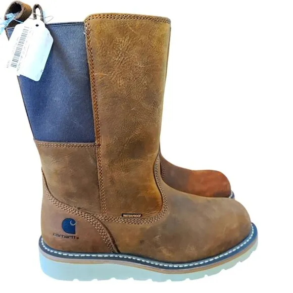 NEW Carhartt Waterproof 10&quot; Steel Toe Wellington Wedge Boot size 8.5 Work