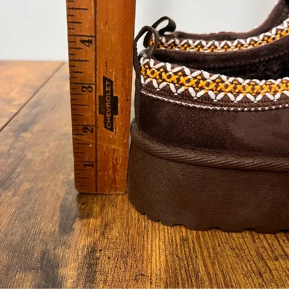 New Chunky Platform Slides-Brown-Size 8‎