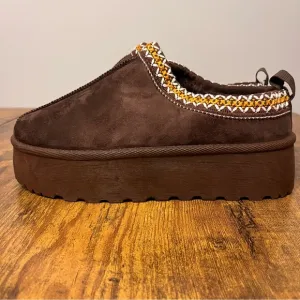 New Chunky Platform Slides-Brown-Size 8‎