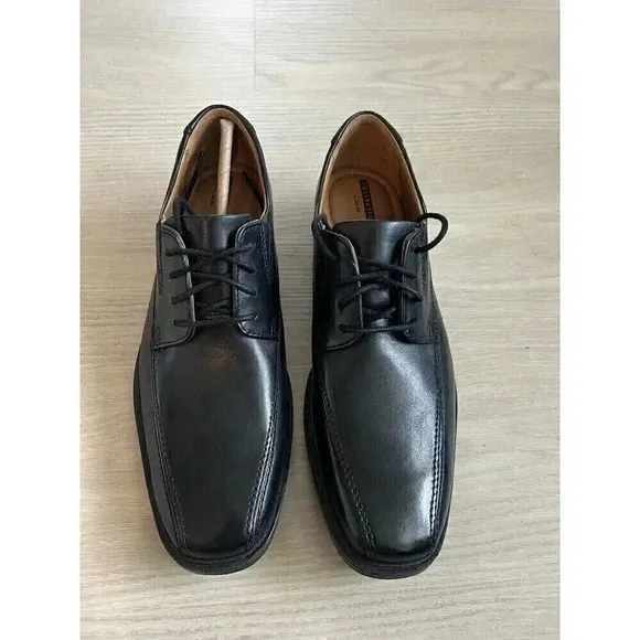 NEW Clarks Comfort Men’sTilden Walk Black Leather Lace Up Oxfords Size 7.5 M