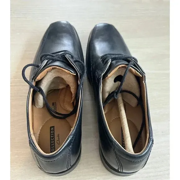 NEW Clarks Comfort Men’sTilden Walk Black Leather Lace Up Oxfords Size 7.5 M