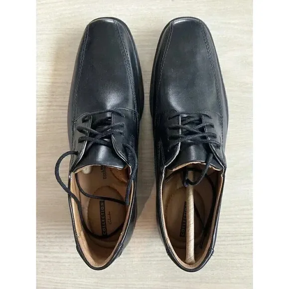 NEW Clarks Comfort Men’sTilden Walk Black Leather Lace Up Oxfords Size 7.5 M