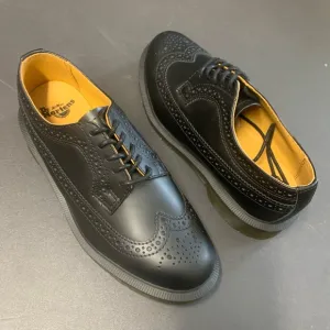 NEW Dr. Martens Unisex Wingtip Brogue Oxfords Black Genuine Leather Men 5 Lady 6