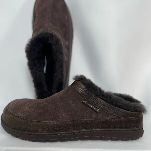 NEW / Eddie Bauer Moc Toe Mule Clogs Brown Leather Slip On