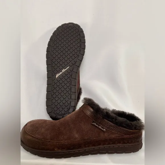 NEW / Eddie Bauer Moc Toe Mule Clogs Brown Leather Slip On