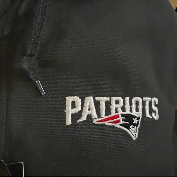 New England Patriots NFL Navy Coat Dakota Cotton Canvas Hooded Jacket Size L NWT