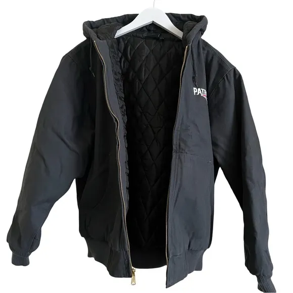 New England Patriots NFL Navy Coat Dakota Cotton Canvas Hooded Jacket Size L NWT