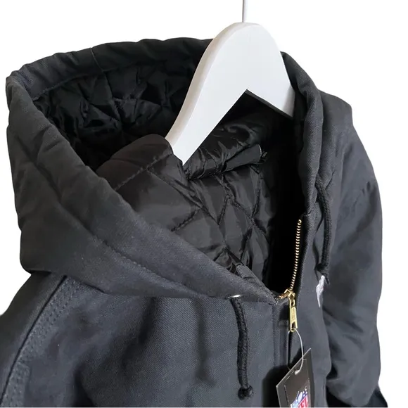New England Patriots NFL Navy Coat Dakota Cotton Canvas Hooded Jacket Size L NWT