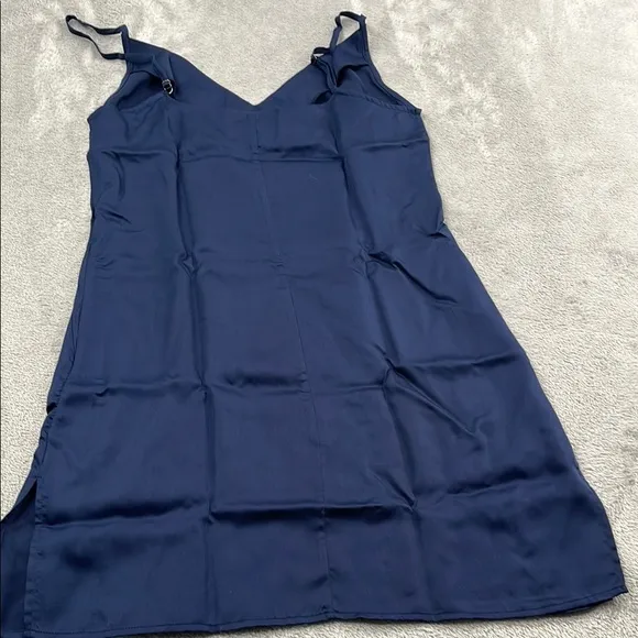 NEW Ettitude S 100% Bamboo Lyocell Navy Blue Slip Dress Nightie, Nightgown