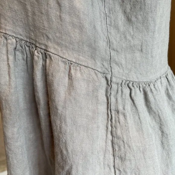 New Francesca Bettini Italy 100% Linen Midi Dress Size 2X Gray Tiered Design