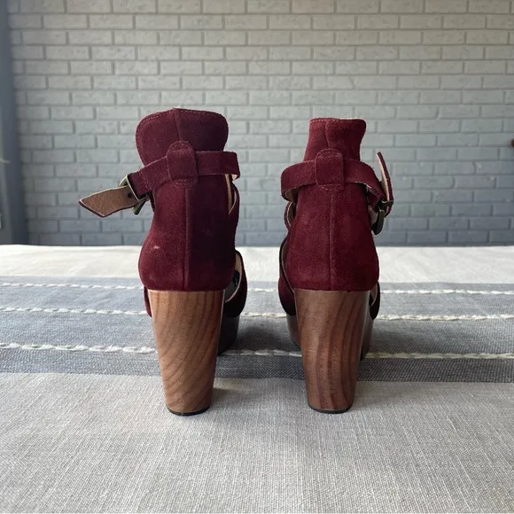 New Free People Cedar Clogs in Merlot Red Size 8 EU 38