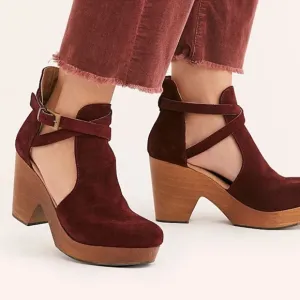 New Free People Cedar Clogs in Merlot Red Size 8 EU 38