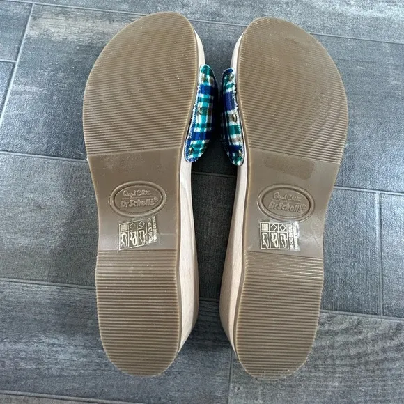 NEW Ganni x Dr Scholls Blue Plaid Pescura Heel Clogs