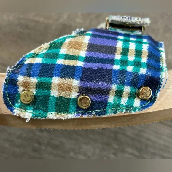 NEW Ganni x Dr Scholls Blue Plaid Pescura Heel Clogs