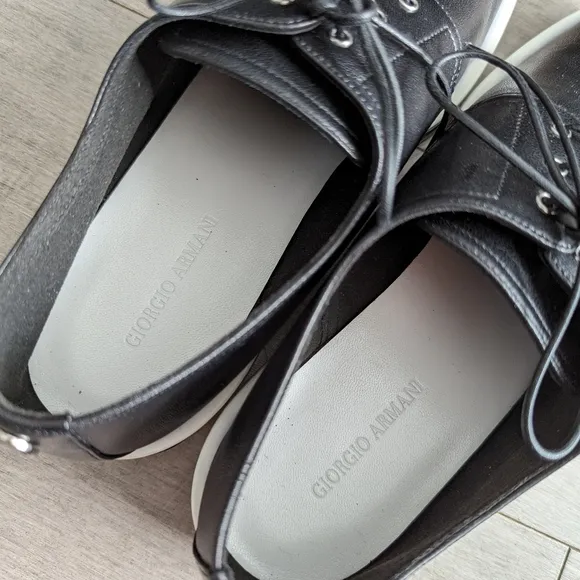 NEW Giorgio Armani Black leather Oxford size 37