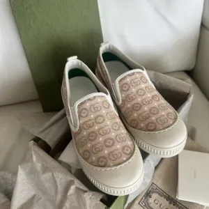 NEW GUCCI KIDS SLIP ON CANVAS BROWN TRAINERS SNEAKERS 100% Authentic Size 29