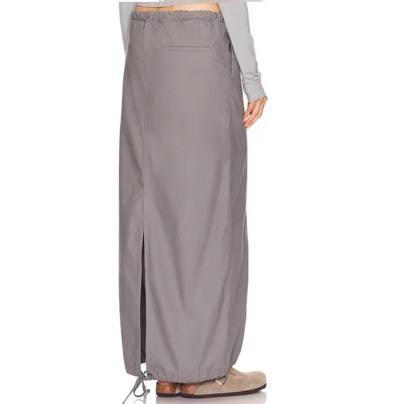 NEW Helsa Workwear Drawcord Maxi Skirt - Dark Grey