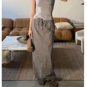 NEW Helsa Workwear Drawcord Maxi Skirt - Dark Grey
